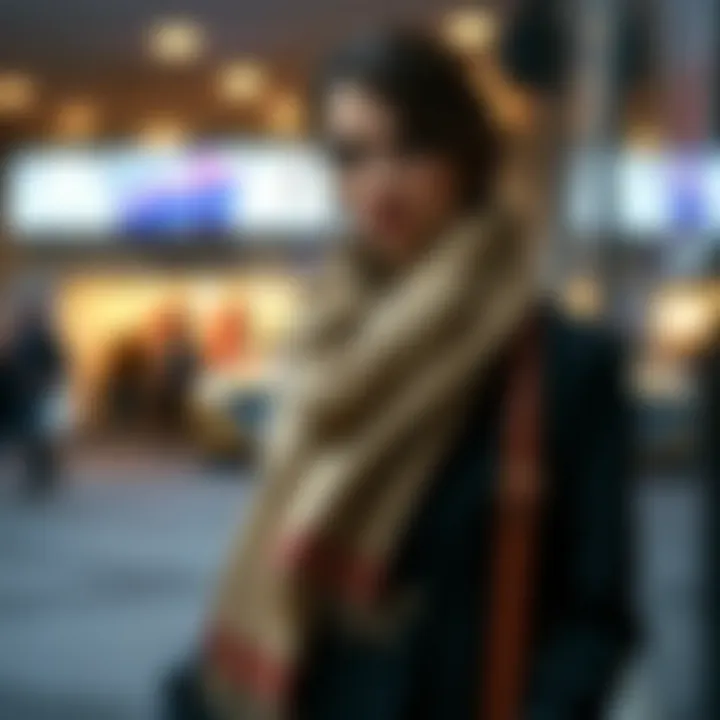 A stylish outfit featuring a shawl paired with modern attire