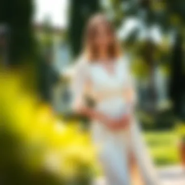 Elegant casual dress in a serene outdoor setting