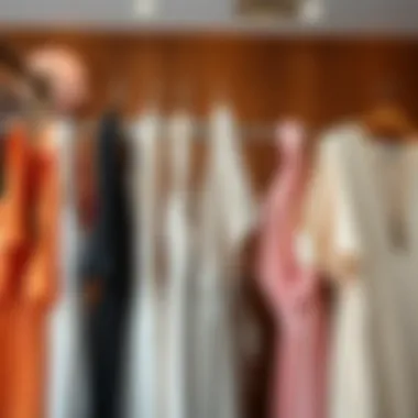 Diverse options of loose dresses displayed on hangers