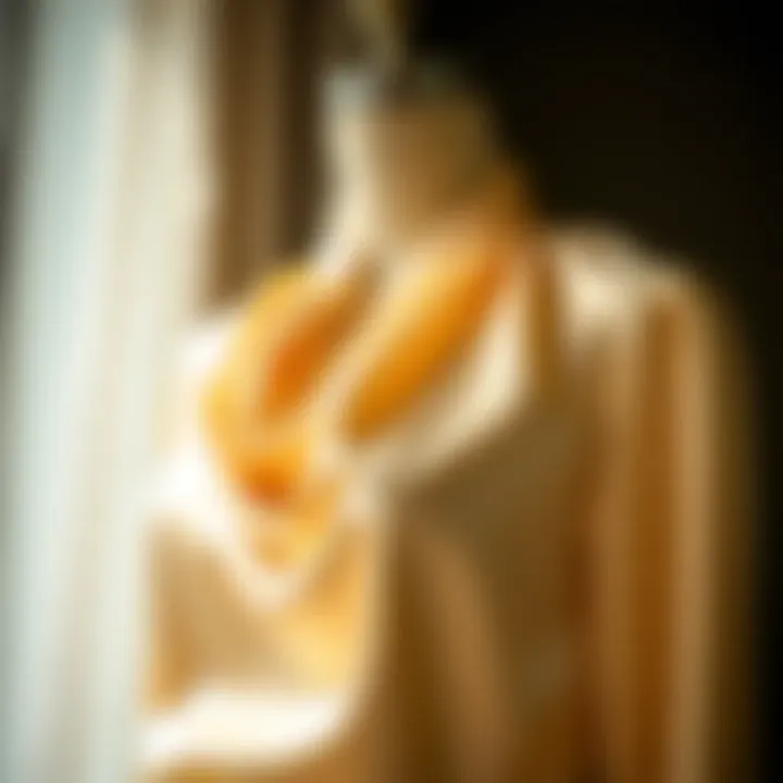 Elegant satin blouse draped gracefully on a mannequin