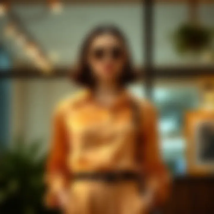 Stylish satin blouse paired with chic accessories on a stylish background