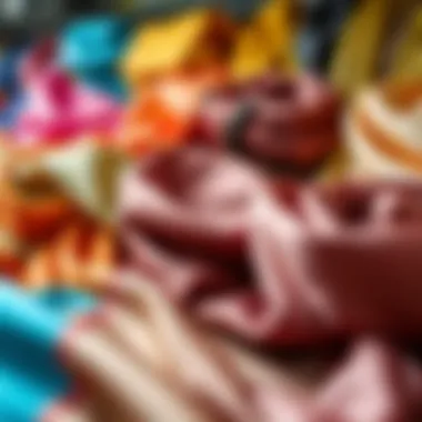 A display of various satin shawl colors and patterns