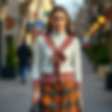 Seasonal Styling with Front-Button Skirts A seasonal outfit featuring a front-button skirt paired with seasonal accessories