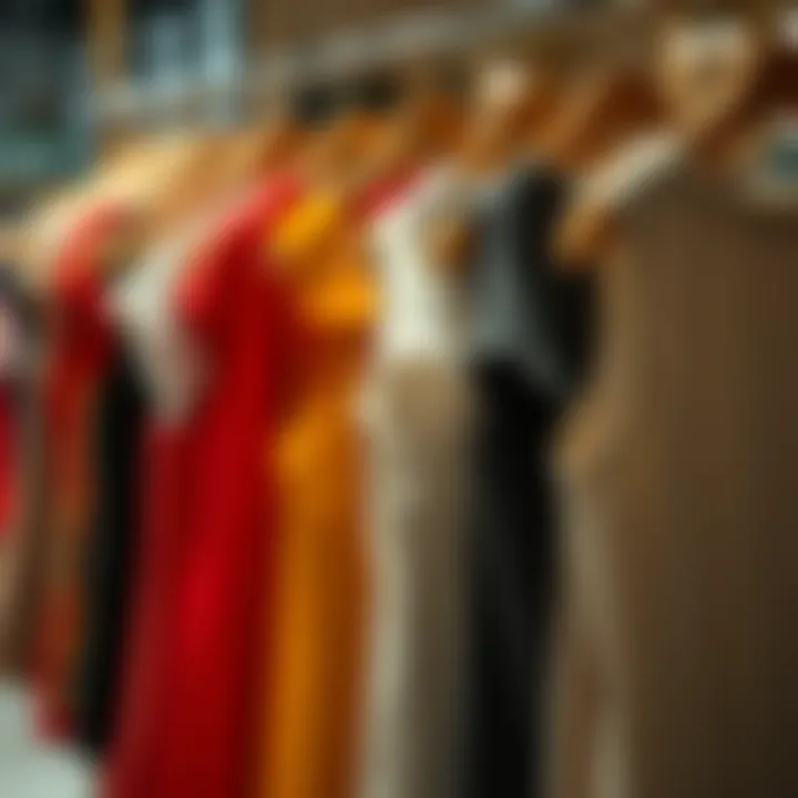 Fashionable short-sleeve vests displayed on a rack