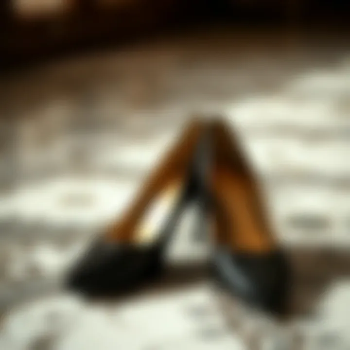 Elegant black shoes on a stylish surface