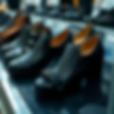 Variety of black shoe styles displayed