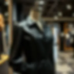 Sophisticated black leather dress showcased on a stylish mannequin