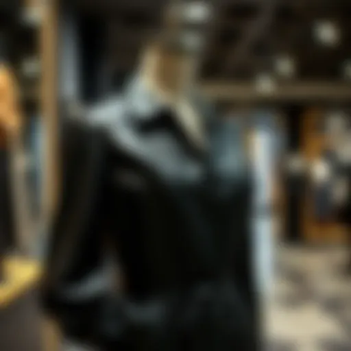 Sophisticated black leather dress showcased on a stylish mannequin