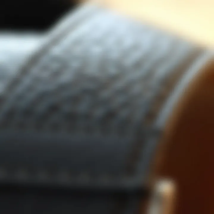 Close-up of black leather belt material texture