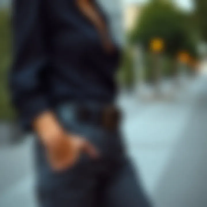 Stylish outfit featuring a black leather belt