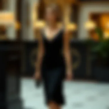 Elegant black knee-length dress for formal occasions