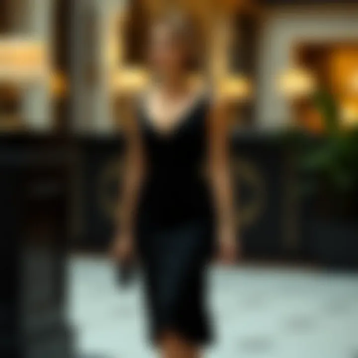 Elegant black knee-length dress for formal occasions