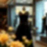 Elegant black dress on a mannequin in a boutique