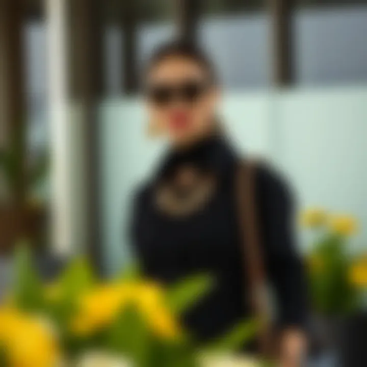 Fashionable accessories complementing a black dress and shirt outfit