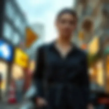 Trendy street style look featuring a black dress with a shirt