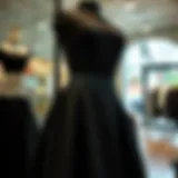Elegant black fabric skirt on a mannequin in a boutique