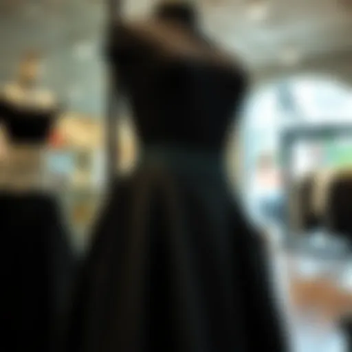 Elegant black fabric skirt on a mannequin in a boutique