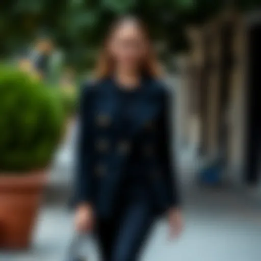 The elegance of black and navy outfit combination