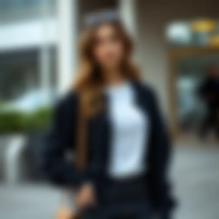 Chic outfit featuring a black sweat cardigan in a casual setting