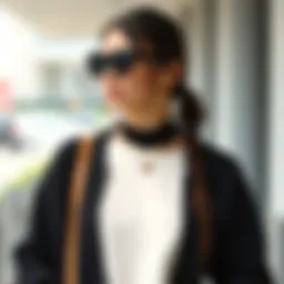 Elegant black sweat cardigan paired with stylish accessories