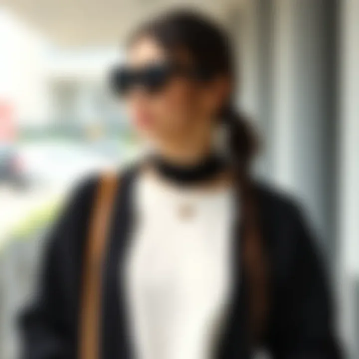 Elegant black sweat cardigan paired with stylish accessories