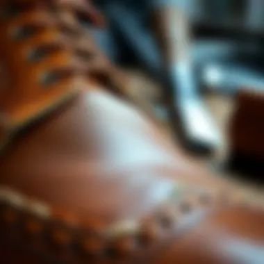 Close-up of brown shoe texture