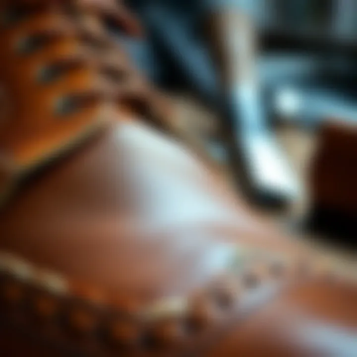 Close-up of brown shoe texture