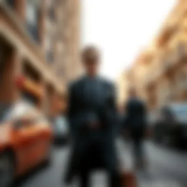 Stylish outfit with black suit and brown accessories