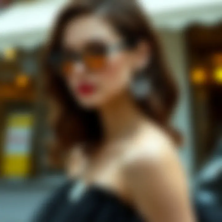 Chic accessories complementing a short black tulle dress