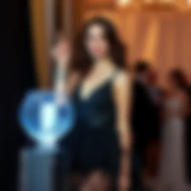 Fashionable short black tulle dress at a glamorous evening event