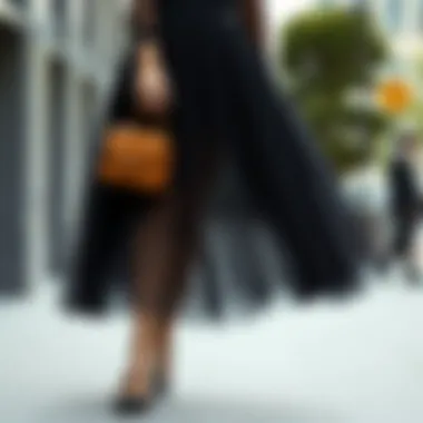 Elegant black tulle skirt styled for a formal event