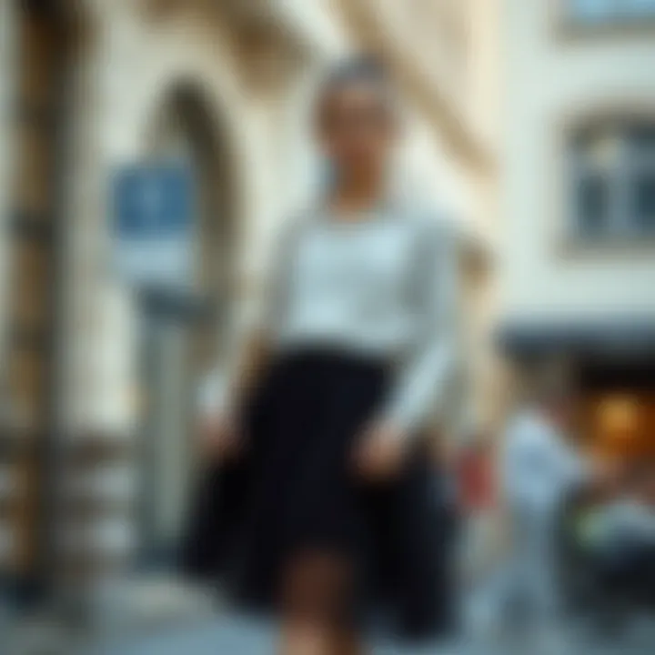 Casual ensemble featuring a black tulle skirt