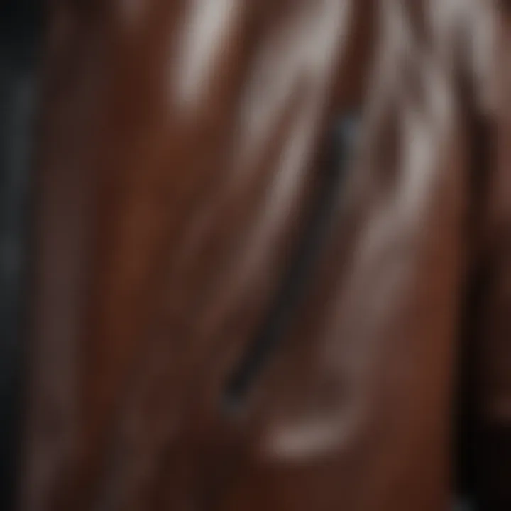 Close-up of the texture of a premium leather jacket