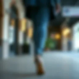 Stylish denim and high heels combination