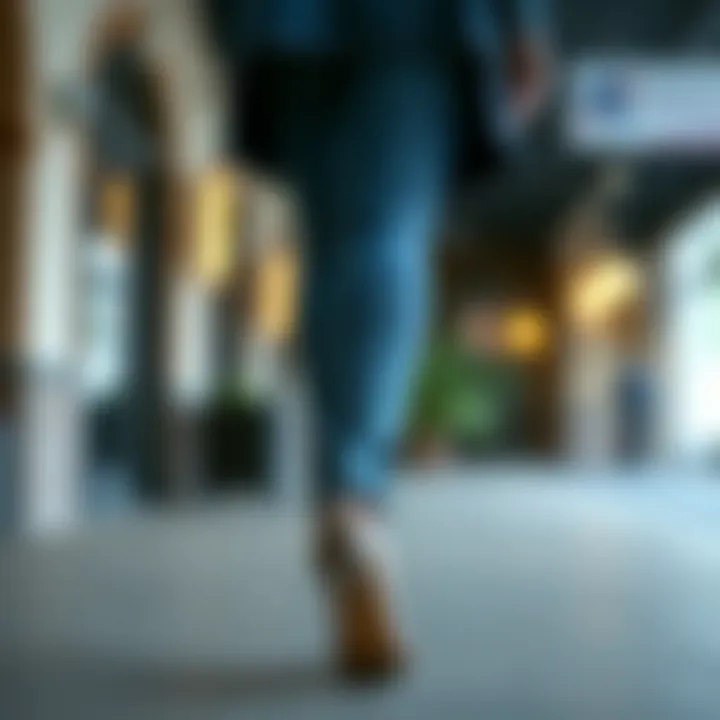 Stylish denim and high heels combination