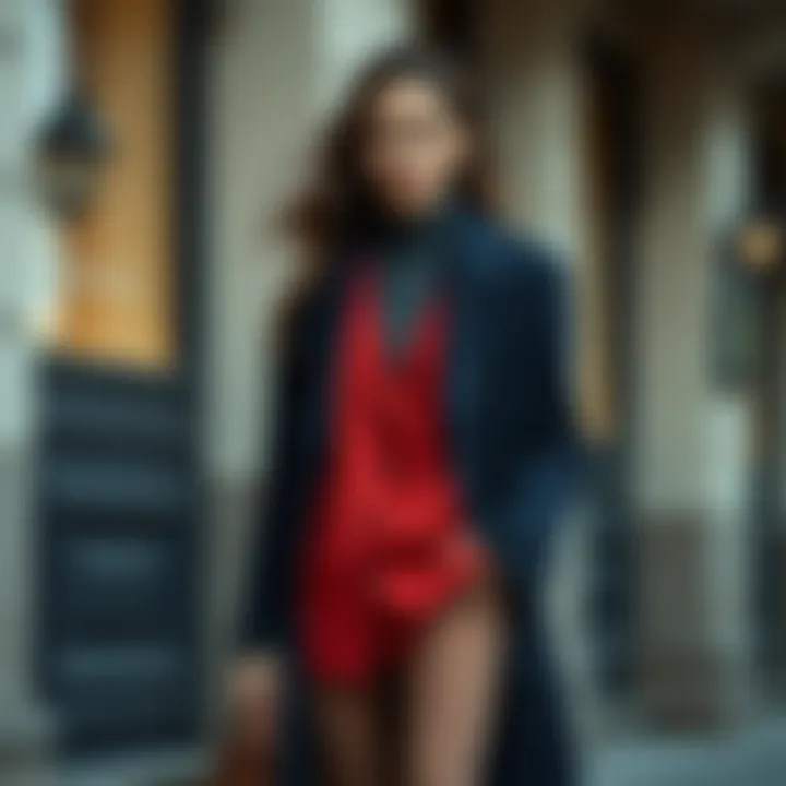 Stylish Outfit with Navy Overcoat Stylish outfit combination featuring a navy overcoat.
