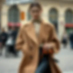 Stylish oversized coat draped elegantly