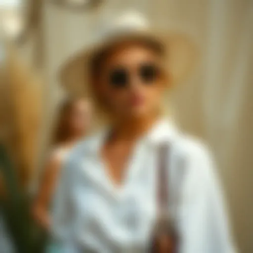 Stylish summer linen outfit display