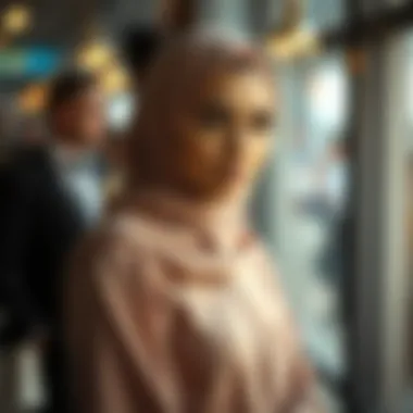 A stylish woman wearing a heavy hijab dress at a special event