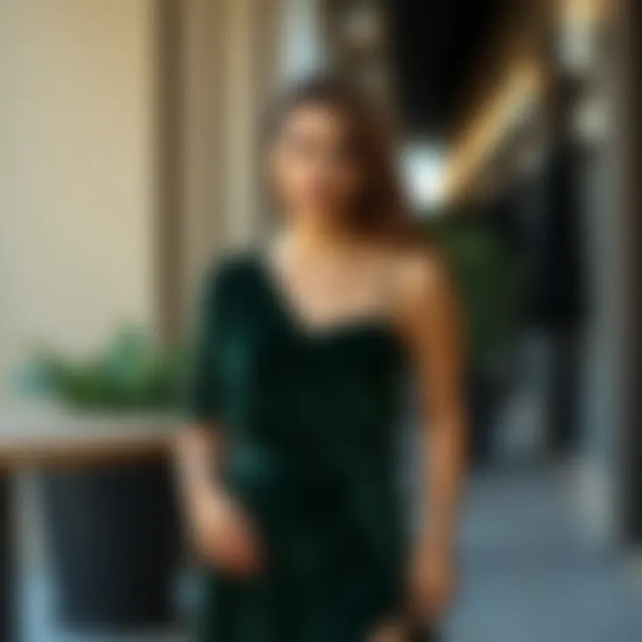 Stylish woman wearing a velvet midi dress