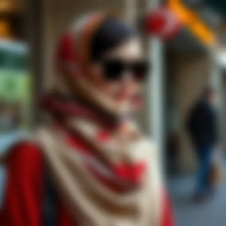 Versatile shawl styled with modern outfit