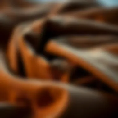 Luxurious fabric of a coffee-hued wrap showcasing texture