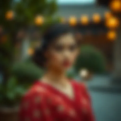 Fusion of Traditional and Contemporary Styles Elegant evening wear design combining tradition and modernity