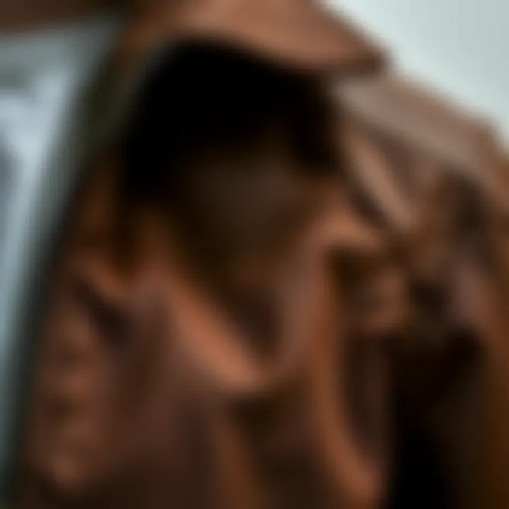 Fabric and Design Elements Detailed view of bomber jacket fabric and design elements.