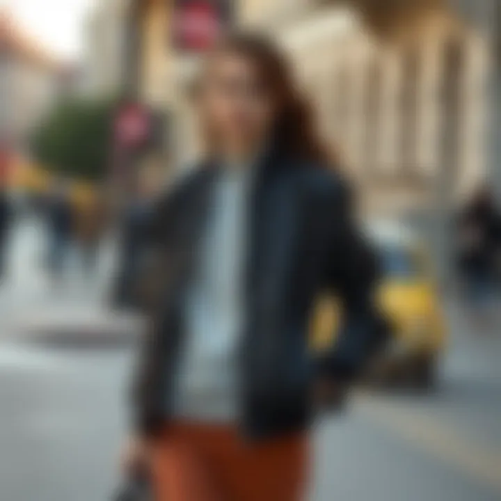 Fashionable Street Style Fashionable street style featuring a bomber jacket.