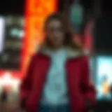 Stylish woman in a bomber jacket showcasing modern fashion.