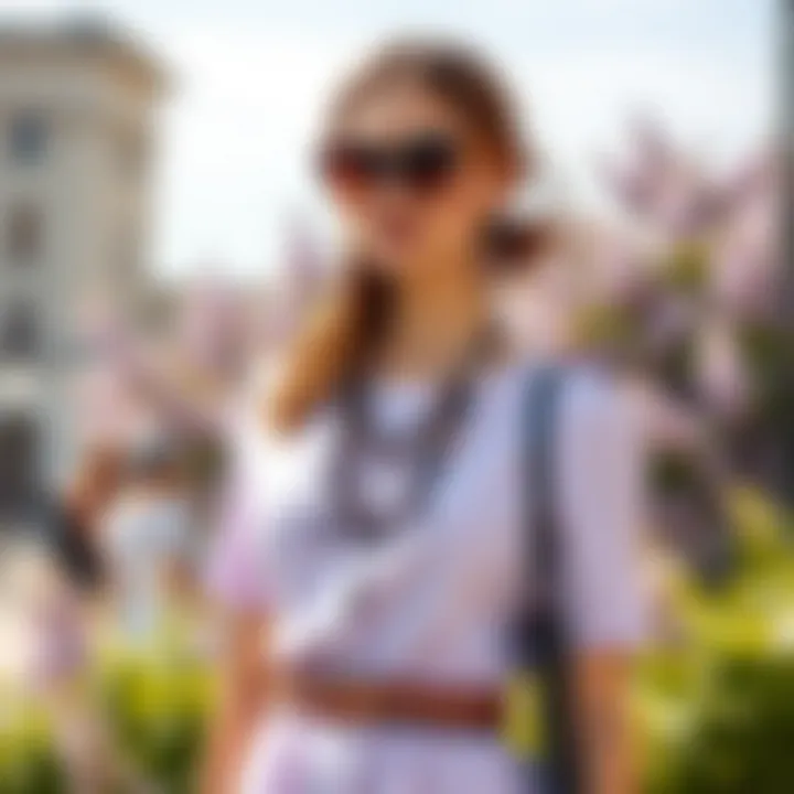 Fashionable accessories complementing a lilac dress