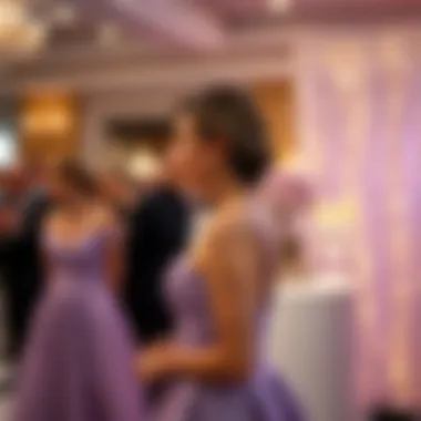 Stylish Presentation of Lilac Evening Gown at Event Stylish woman wearing a lilac evening gown at a formal event