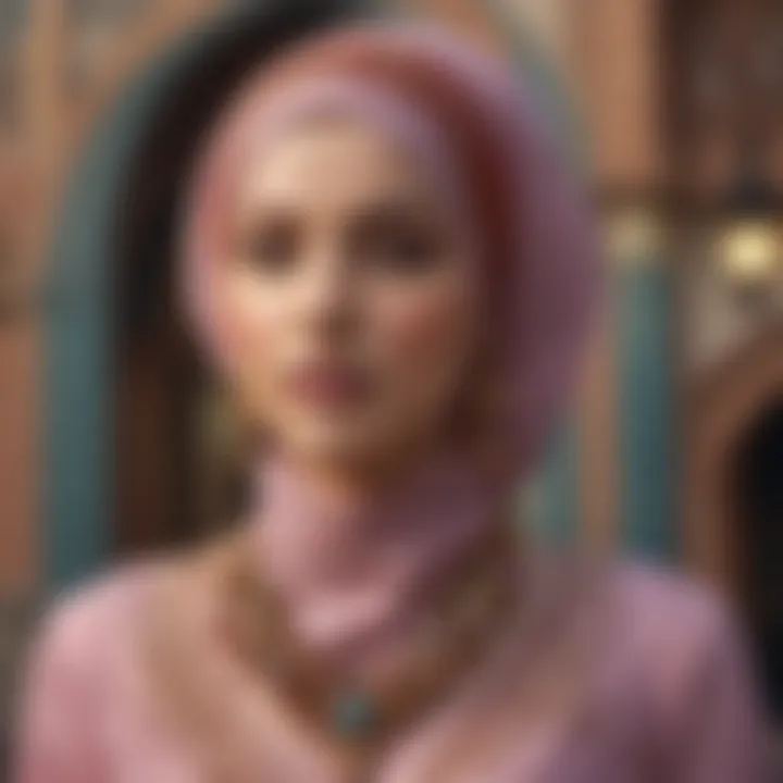 Beautiful color-coordinated accessories with a hijab.