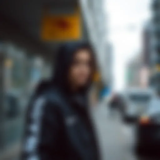 Stylish hooded sport jacket in an urban setting